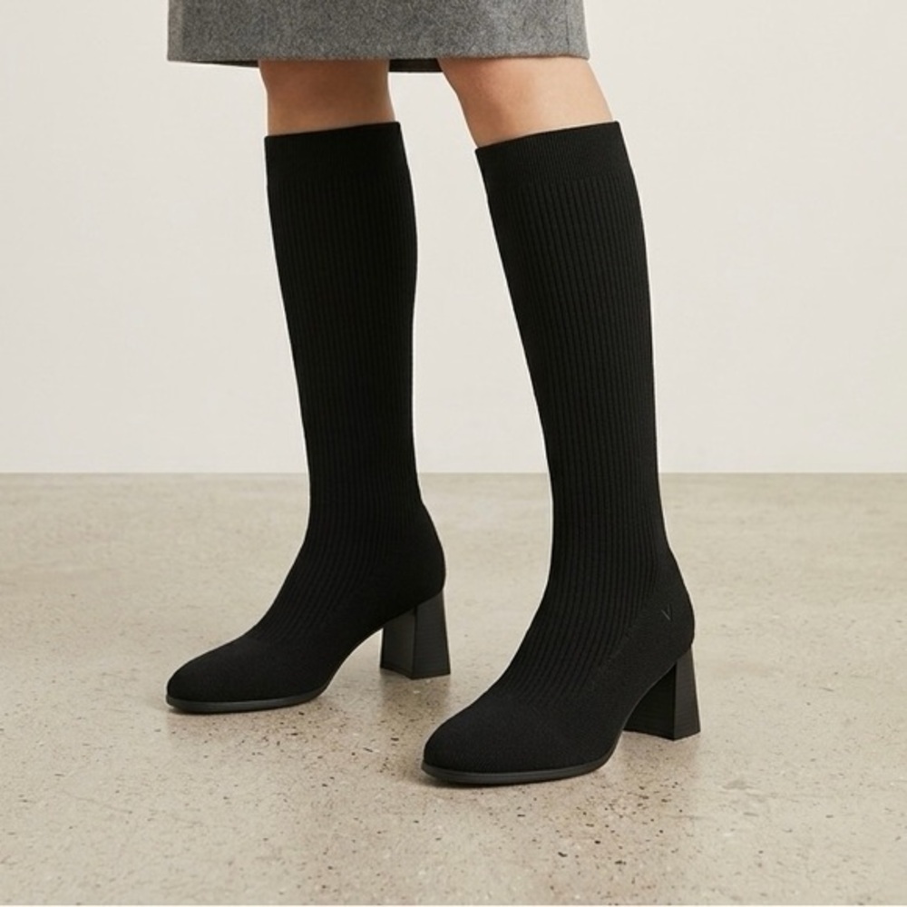 VIVAIA Tessa Round-Toe Water-Repellent Wool Knee High Boots Black 40.5